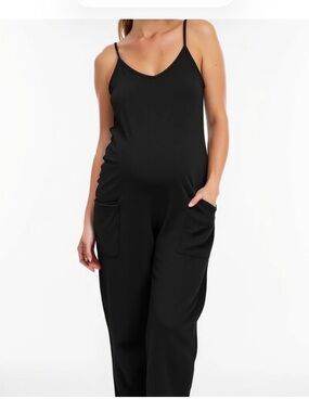 Set of 2- Tan and  Black Maternity Rompers